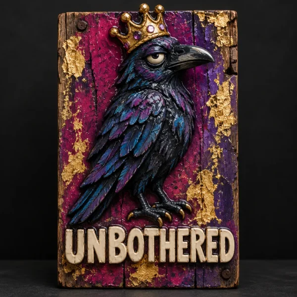 Unbothered — Crowned Raven Plaque